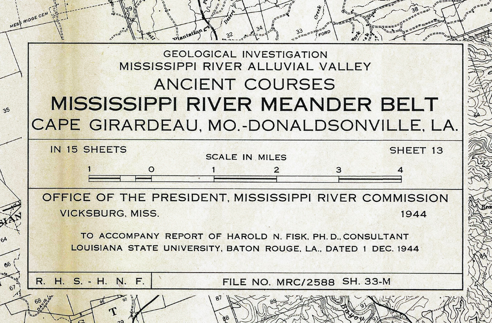 Sheet 13 - 1944 Map Mississippi River Belt Valley Harold Fisk Poster Missipi