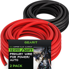 12 Gauge Wire 50Ft Each - Black/Red Copper Clad Aluminum CCA - Primary Automot