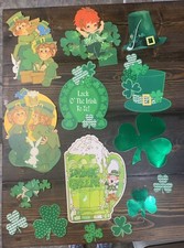 Vintage St Patrick  s Day Die Cut Cardboard Cutouts Lot of 15
