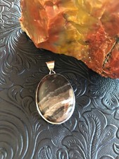 Black Stick Agate Pendant 2" Shadow Bezel "Midnight Storm" Artisan Southwest