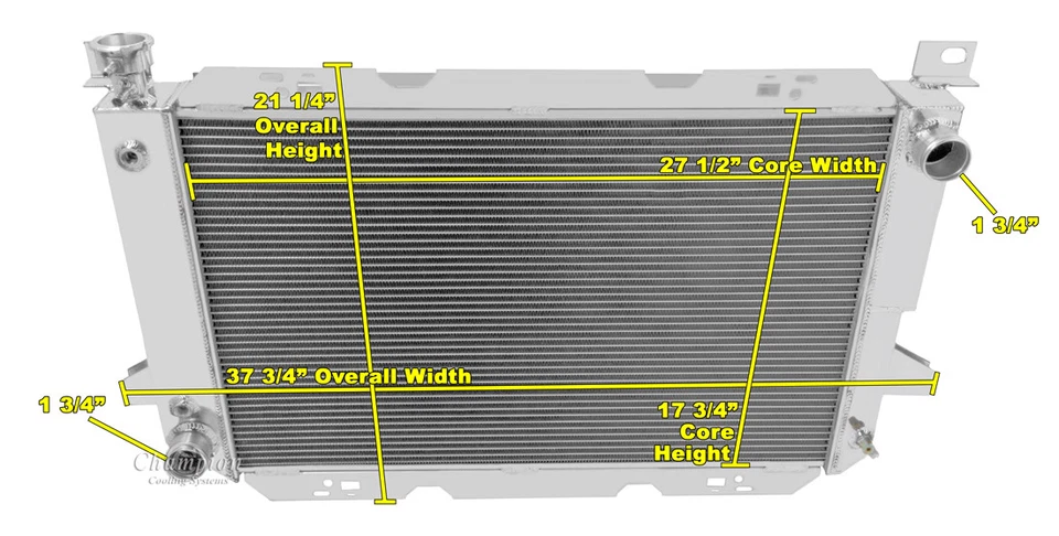 1985-96 Ford Bronco Big Block Champion 3 Row Aluminum Radiator CC1451 Foto 3 de 4