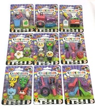 Set of 9 packs of FUN Novelty Collectible Puzzle Erasers STOCKING STUFFERS