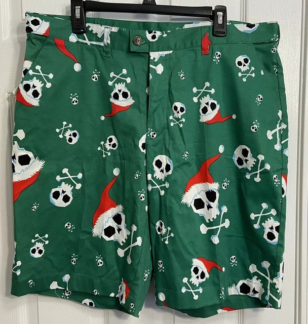 New Loudmouth Golf John Daly Santa Skull & Cross Bone Mens Print Shorts Size 38 | eBay