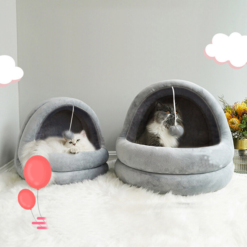 Pet Cat Dog Puppy Kitten Cave Bed Cute Cat Igloo Bed Soft Warm Snug House UK eBay