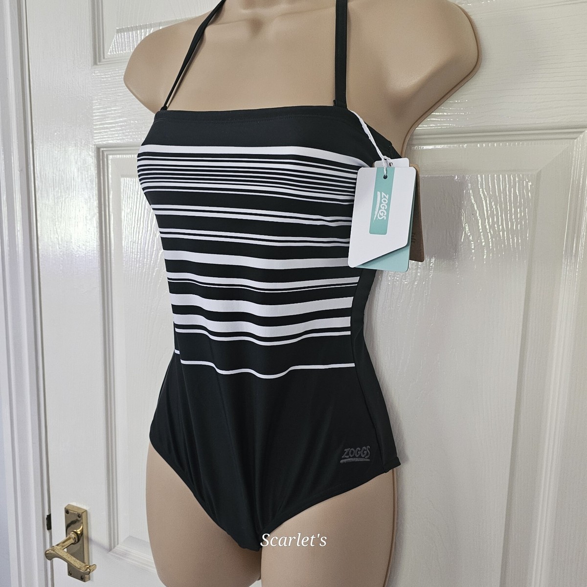Monochrome Swimming Costume Swimsuit Size 10 Removeable Straps