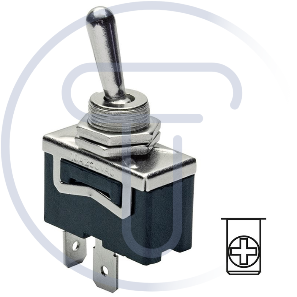 Interruttore unipolare a leva SPST ON-OFF con terminali a vite, foro di montaggi