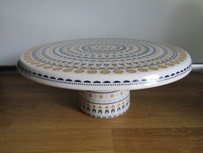 Denby Monsoon Home Antalya Pedestal Cake Stand 12" Blue & Yellow