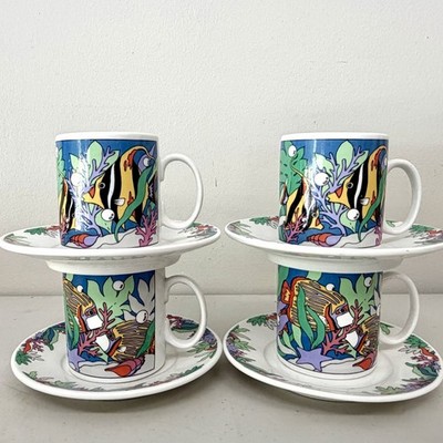 Mikasa Studio Nova Miyazaki Deep Sea Espresso Cups Saucers Demitasse RARE HTF