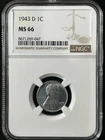 1943-D 1C  Lincoln Wheat One Cent NGC MS66    8671269-047