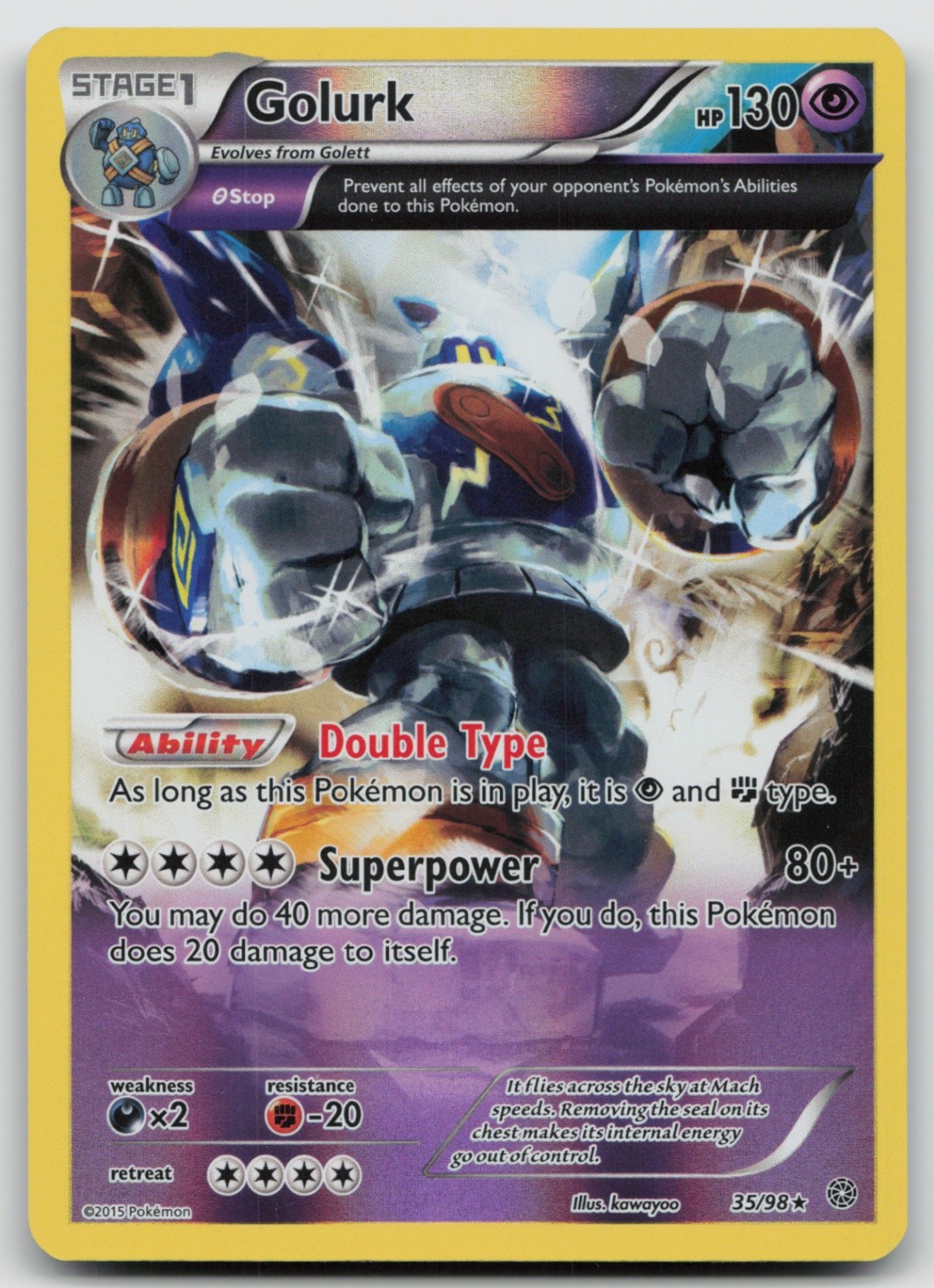 Pokemon Card Golurk (35) Rare XY - Ancient Origins 35/98 (Reverse Holo)