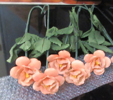 Vintage Fabar Italy 5pc Long 20 inch Stemmed Porcelain Peach Roses Figurines