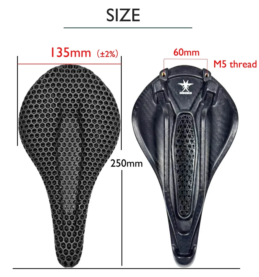 Sillín impreso en 3D ultraligero de fibra de carbono para montaña carretera carreras asiento de bicicleta Foto 3 de 4
