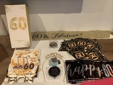 60th Birthday Woman’s Party Bundle Decorations Tiara Flute Sash Gifts for Her
