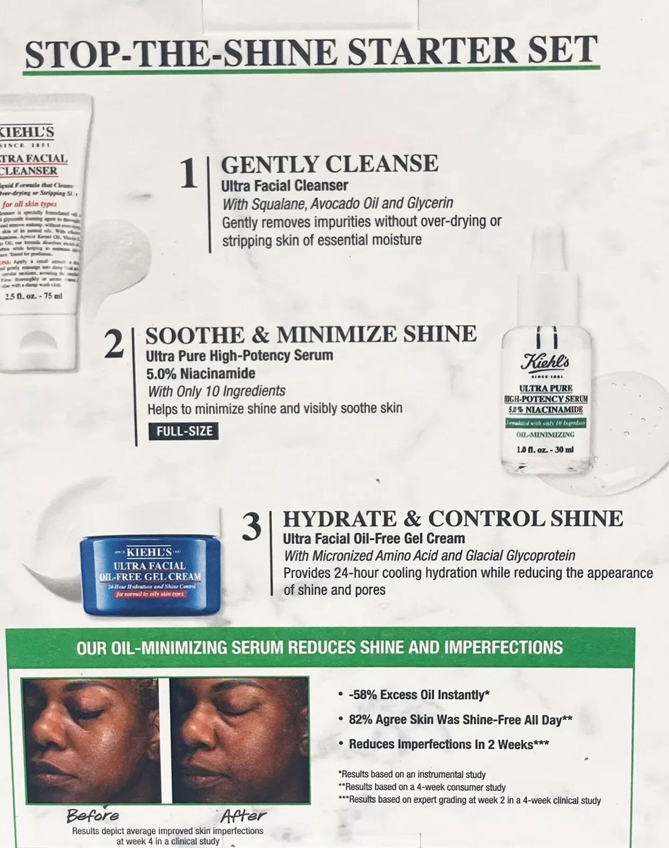 Kiehl's Stop The Shine Starter Set of 3 | Cleanser, Serum