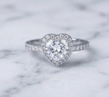 Anello in argento 925 cuore donna zirconi anello di fidanzamento cristallo S925 misura 52-57