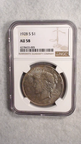 1928 S Peace Dollar NGC AU58 ABOUT UNCIRCULATED BETTER DATE $1 Coin BUY IT NOW!