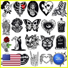 Yaveron 20Pcs Goth Iron On Patches Gothic Punk Embroidery Patches Sew On Skull