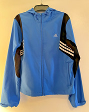 Adidas Full-Zip 3-Stripe Hooded Jacket Blue/Black/White Full Zip Size L