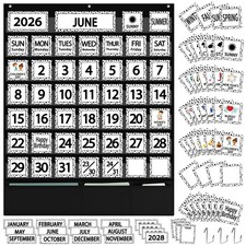 120 PCS Black White Polka Dot Classroom Calendar Weather Pocket Chart Decor