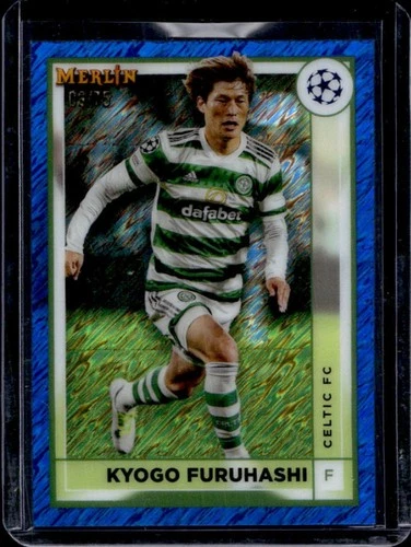 2022-23 Topps Merlin Chrome UEFA Kyogo Furuhashi Blue Shimmer Refractor #/75
