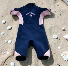 Girl's Goldfin Surf Swim Shorty Wetsuit Sz 8 Blue Pink Comfort Swimwear