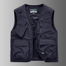 Mens Vest Waistcoat Utility Multi-Pocket Fishing Vest Sports Workwear Fisherman