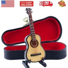 Wooden Miniature Guitar with Stand and Case Mini Musical Instrument Guitar Re...