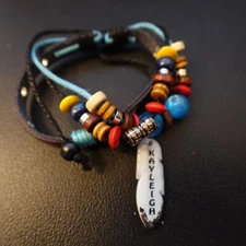 Kayleight Personalized Boho Bracelet Leather Stack Hippie Indie Name Colorful