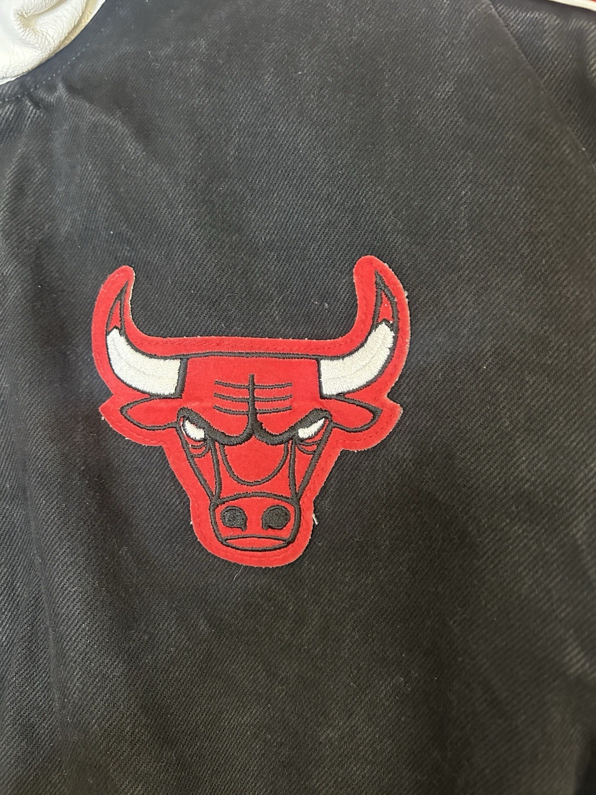 VINTAGE Chicago Bulls Jeff Hamilton Jacket Mens XLarge Reversible Leather Cotton