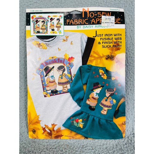Vintage Daisy Kingdom Thankful No Sew Fabric Applique Craft Kit Thanksgiving - Picture 2 of 9