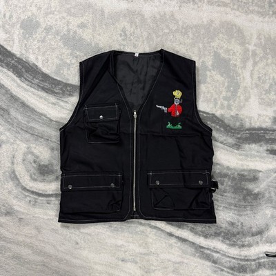 Vintage Crime Explore 24-7 Cartoon Bandit 90er Gr. XL schwarz Utility Feldweste Weste