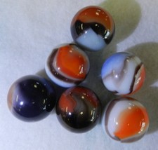  20894m Vintage Group of 6 Vitro Agate Shooter Marbles Mostly Blackies