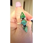 Sonoran Gold  Turquoise Three Stone Diamond Shape Sterling Ring Size 5-11  — photo 6