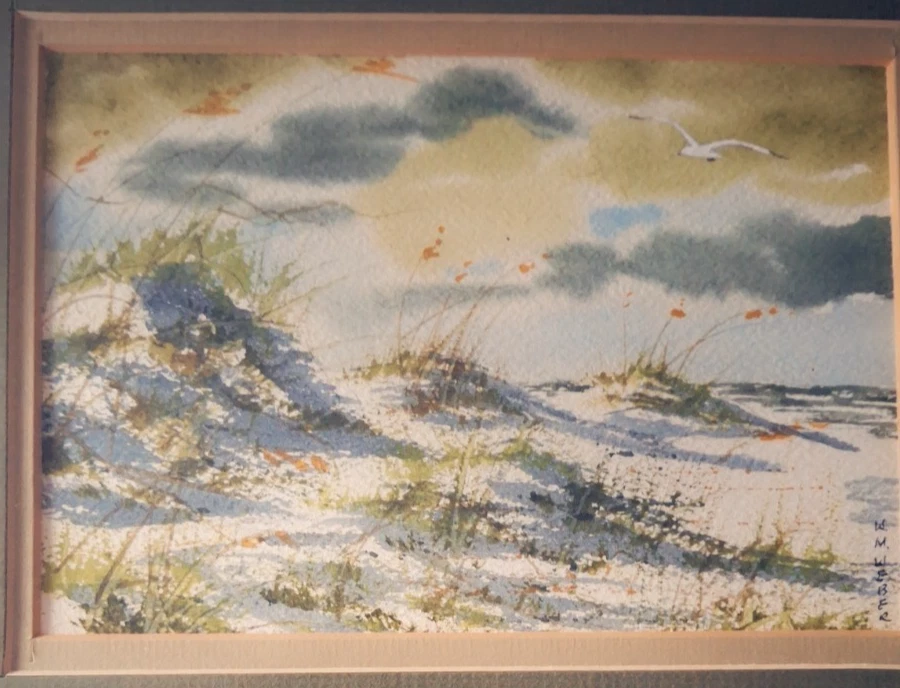 Vintage W.M. Weber Watercolor Paintings Seagull Beach Framed (pair) 13" x 10.25" - Image 4 of 4