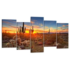 KREATIVE ARTS - Natural Landscape Paintings Wall Art Sunset with Saguaros in ...