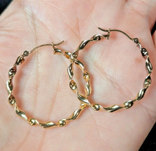 Women's Vintage Sterling Silver 925 and 1/20 Gold Filled Twisted Hoop Earrings