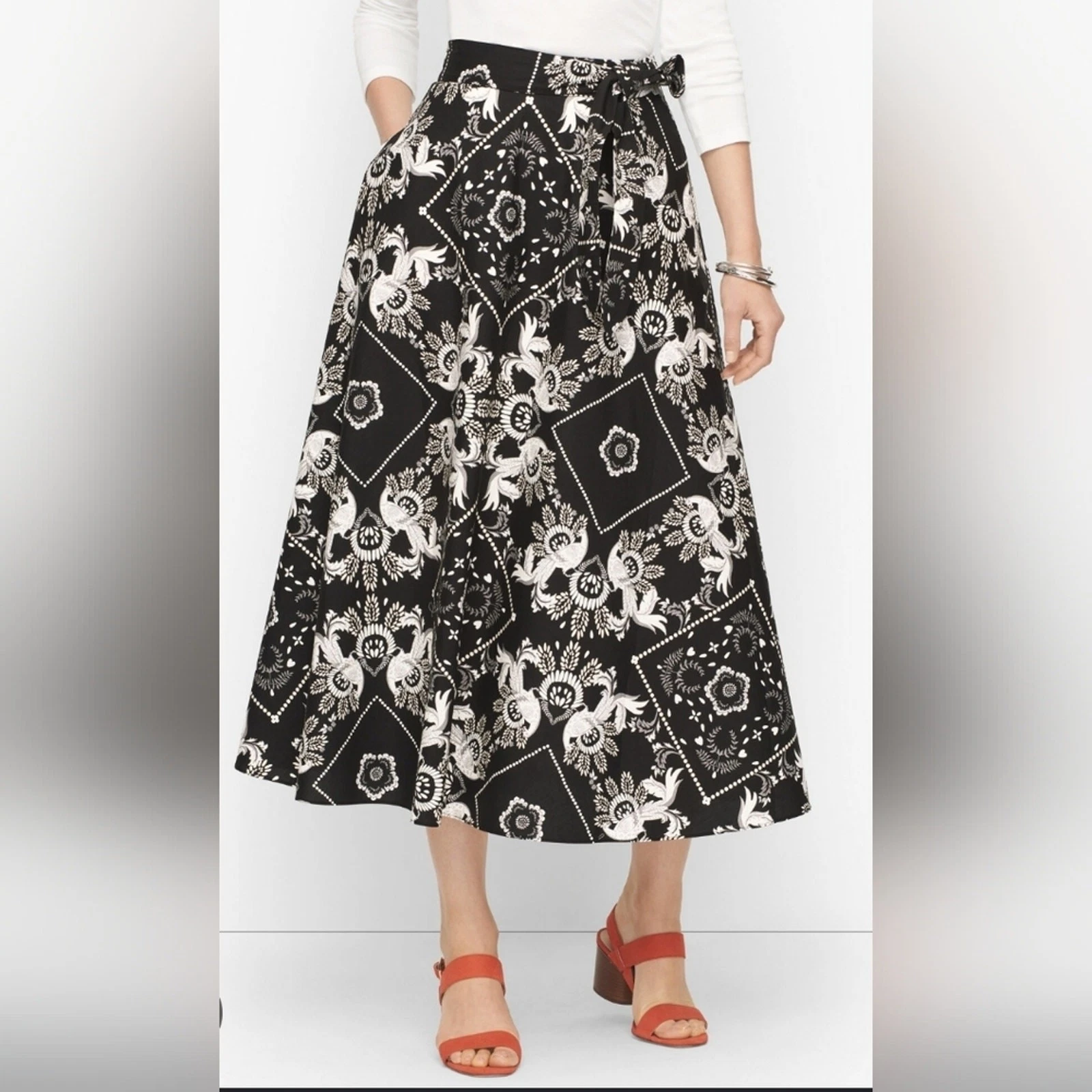 Talbots Allover Bandanaco Cotton Skirt Sz XL Classic Boho Fairygoth Summer Party