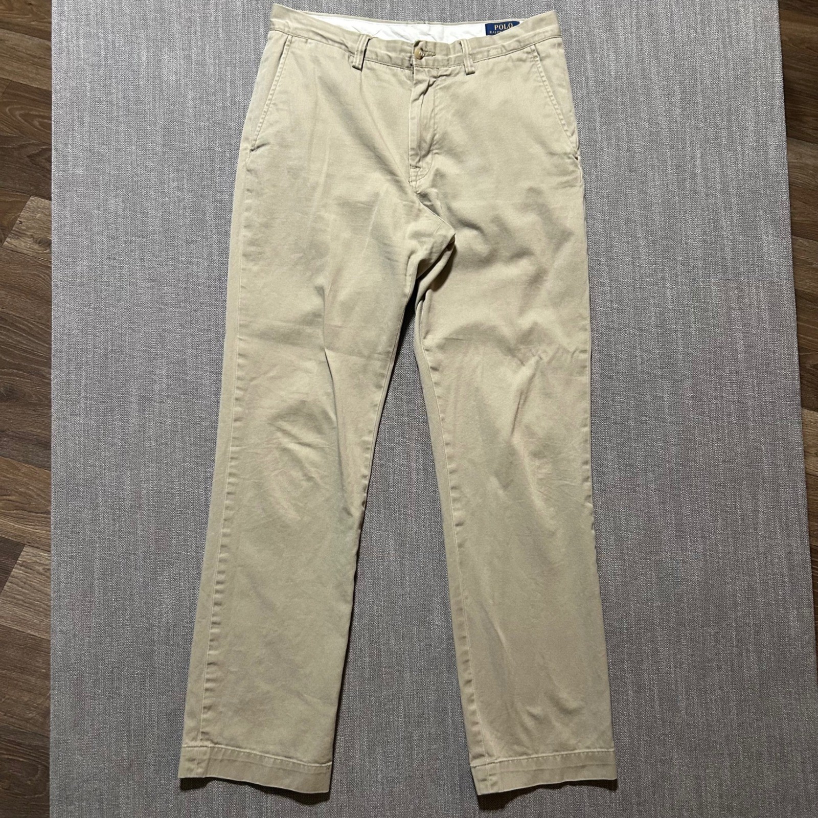 Polo Ralph Lauren Mens Classic Fit Khaki Chino Pants Tan 32x34 Cotton Twill