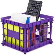 Storex Storage Case - Stackable - Assorted Bright - For File, Classroom Supplies