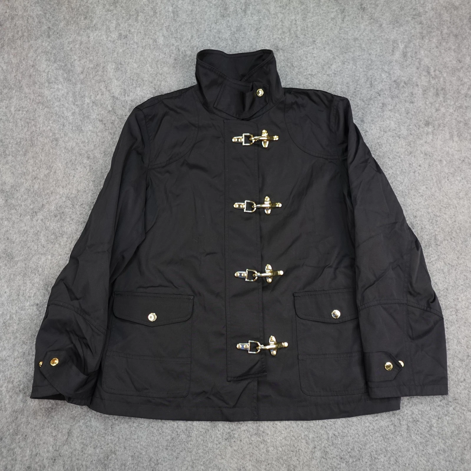 LRL Ralph Lauren Jacket Womens 2X Plus Gold Fireman Lobster Clasp Coat Vintage