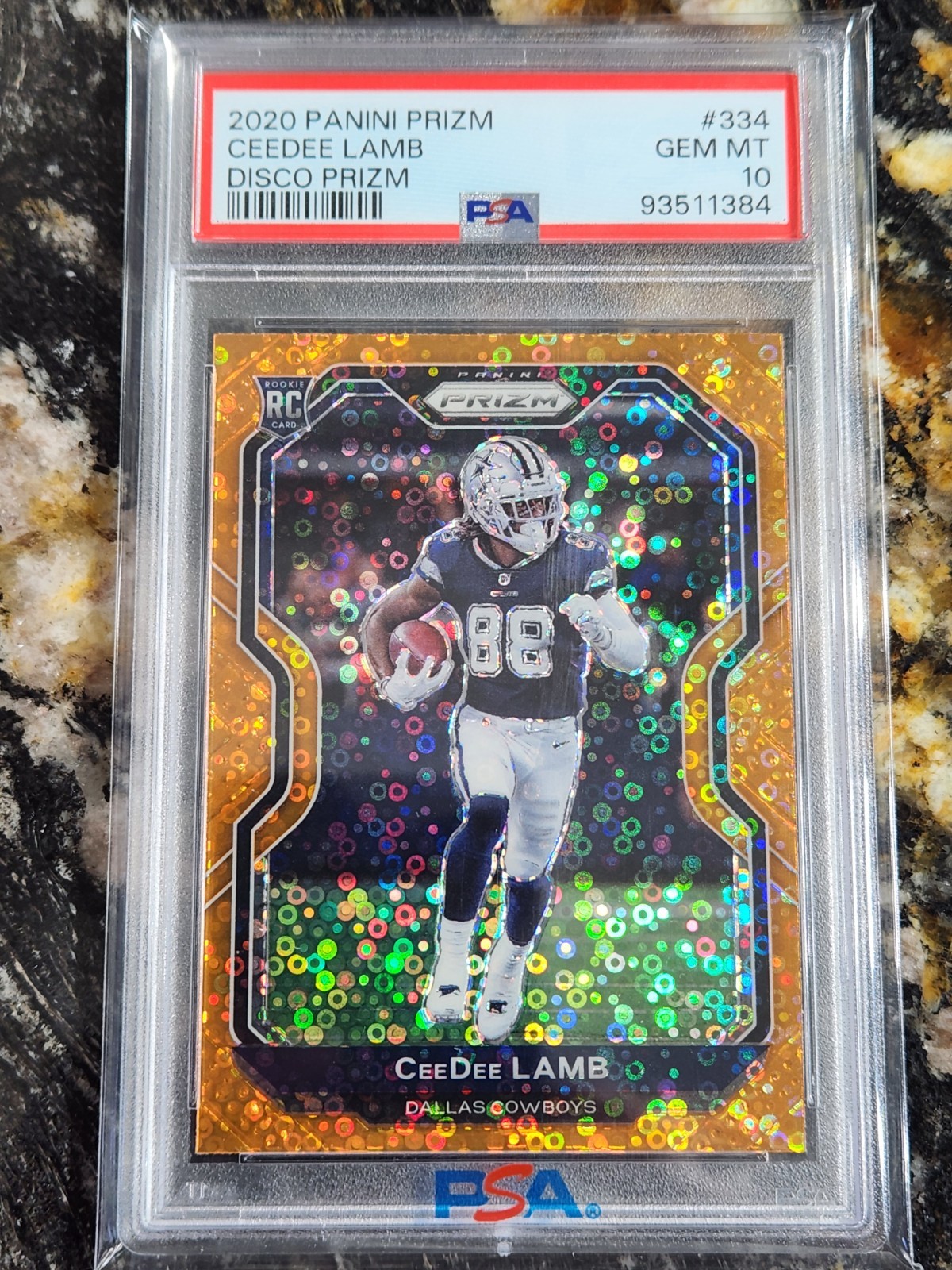 2020 Ceedee Lamb RC #334 Panini Disco Prizm PSA 10 Gem Mint!!