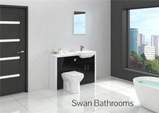 WHITE / BLACK GLOSS BATHROOM FITTED FURNITURE 1300MM