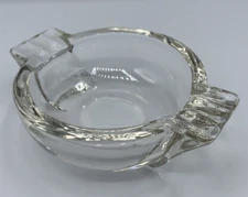 Vintage Clear Glass Ashtray MCM Round Design Heavy Nice No Damage