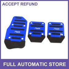 3 Pcs Black Blue Plastic Metal Nonslip Pedal Cover Set Custom For Car 3 Pcs Black Blue Plastic Metal Nonslip Pedal Cover Set Custom For Car