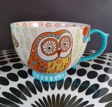 🦉 Owl Coffee Mug Teacup XL 12 oz Jumbo 2 Dutch Wax costal imports RETIRED VTG