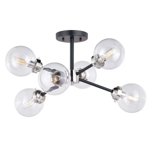 Vaxcel - Orbit 6-Light Semi-Flush Mount in Industrial and Sputnik Style 12.25 - Picture 1 of 4