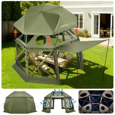 Pop up Gazebo Screen Tent, 13 x 13 ft, 13-Sided Spherical Camping Canopy Tent wi