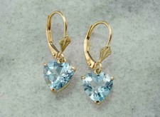 2Ct Heart Cut Lab Created Blue Topaz Dangle Earrings 14K Yellow Gold Plated