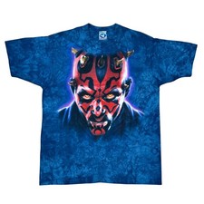 Vintage Liquid Blue Star Wars Darth Maul Tie Dye Movie Promo Tee Sz L 23"x30.5"