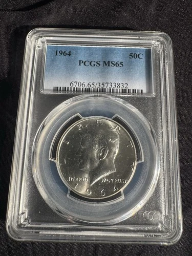 1964 Silver Kennedy Half Dollar MS65 PCGS Blue Label! $60 PRICE GUIDE!